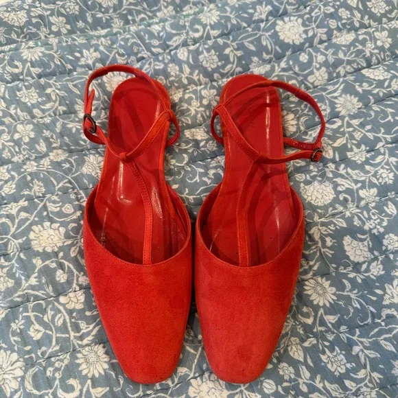 Doen Christina T-Strap Flat — Fuego Suede - Picture 2 of 7